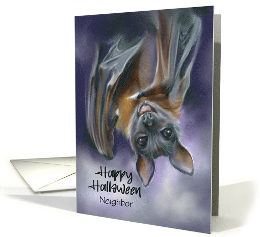 Halloween for Neighbor Smiling Bat Upside Down Custom card (1860082)
