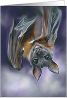 Any Occasion Smiling Bat Upside Down Pastel Art Blank card