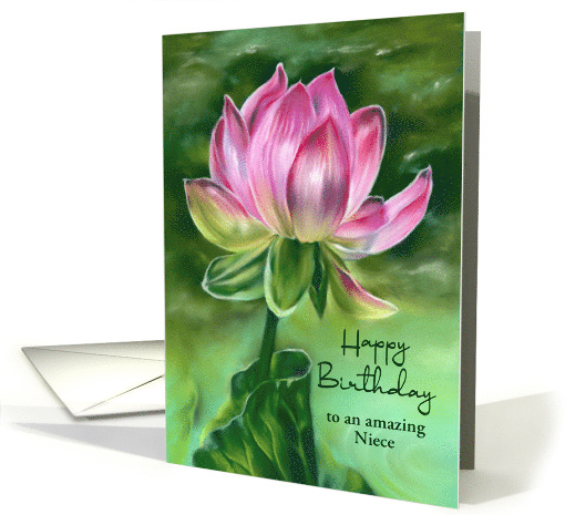Birthday for Niece Pink Lotus Flower Custom card (1861834)