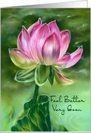 Feel Better Soon Pink Lotus Flower Pastel Art card