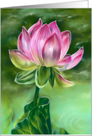 Any Occasion Pink Lotus Flower Pastel Art Blank card
