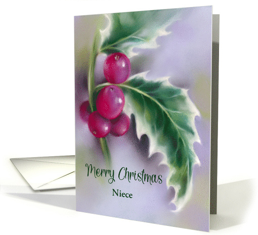 Christmas for Niece Winter Holly on Purple Custom card (1863396)