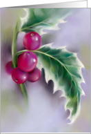 Any Occasion Winter Holly on Purple Pastel Art Blank card