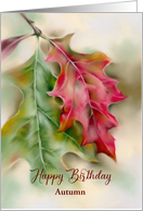 Birthday for Personalized Name Autumn Oak Leaves A card