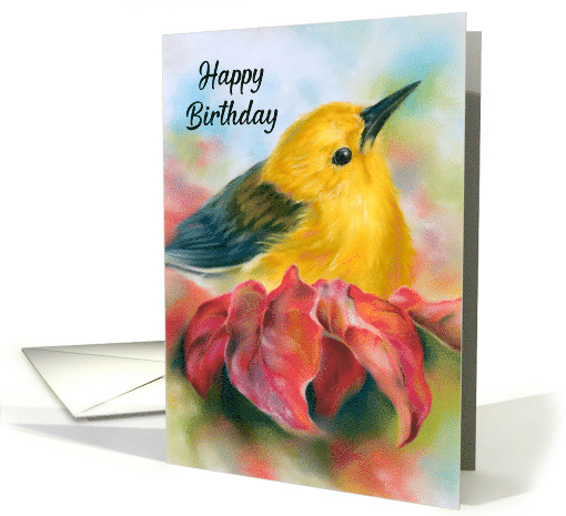Happy Birthday Bird with Red Autumn Leaves card (1868814)