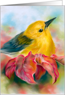 Any Occasion Bird with Red Autumn Leaves Custom Blank card