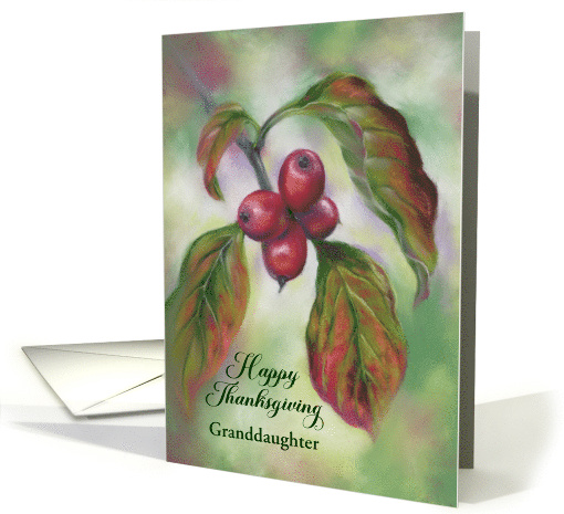 Granddaughter Thanksgiving Autumn Dogwood Berries Custom card