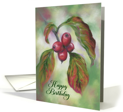Happy Birthday Autumn Dogwood Berries Custom card (1872210)