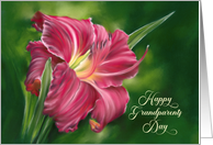 Happy Grandparents Day Red Daylily Flower on Green card