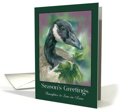 For Daughter and Son in Law Christmas Goose with Ivy Custom card