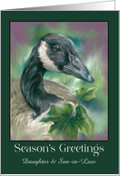 For Daughter and Son in Law Christmas Goose with Ivy Custom card