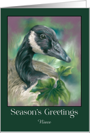 For Niece Christmas Goose with Ivy Custom card
