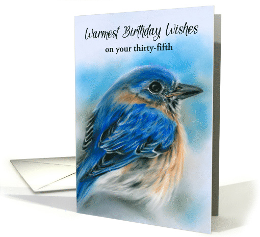 For Any Age Birthday Wish Bluebird in Winter Bird Art Custom card