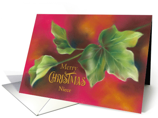 For Niece Christmas Green Ivy Leaves on Red Custom card (1880504)