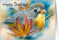 Aunt Birthday Nightingale Bird with Maple Leaves Custom card