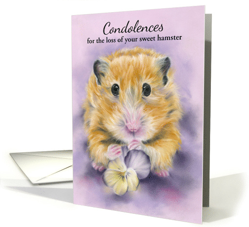 Condolences for Loss of Hamster Pet Holding a Pansy Flower Custom card