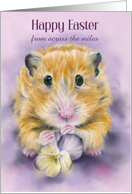 Easter from Across the Miles Hamster Holding a Pansy Flower Custom card