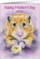 Mothers Day for Mom Hamster Holding a Pansy Flower Custom card