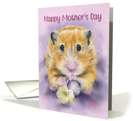 Happy Mothers Day Hamster Holding a Pansy Flower card (1885670)
