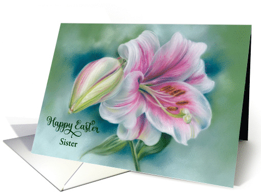 Easter for Sister Pink and White Lily Custom card (1886716)