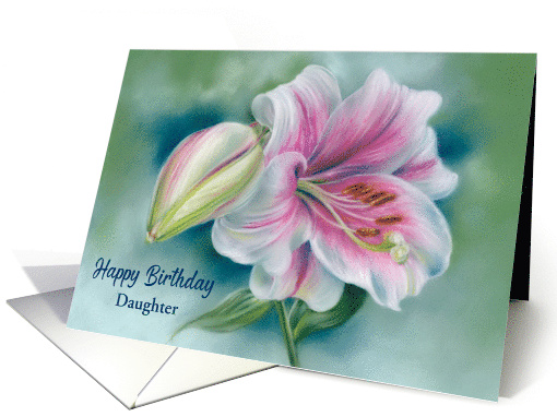 Daughter Birthday Pink and White Lily Flower Custom card (1887142)