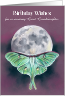 Great Granddaughter Birthday Wishes Luna Moth and Moon Custom card