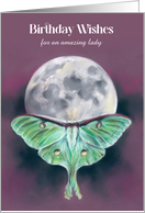 For Her Birthday Wishes Luna Moth and Moon Custom card