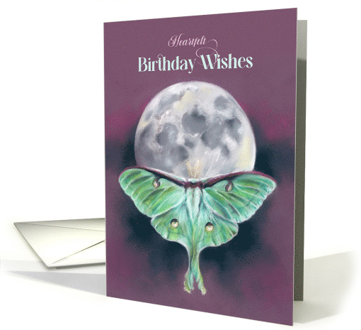 Heartfelt Birthday Wishes Luna Moth and Moon Pastel Art card (1889258)