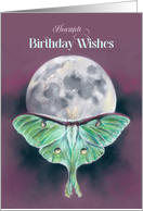 Heartfelt Birthday Wishes Luna Moth and Moon Pastel Art card