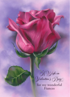 For Fiancee a Valentines Wish Deep Pink Rose on Purple Custom