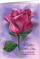 For Daughter in Law on Mothers Day Deep Pink Rose on Purple Custom card