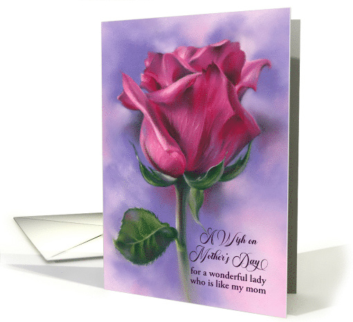 Like a Mother to Me on Mothers Day Deep Pink Rose Custom card