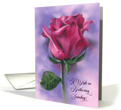 A Mothering Sunday Wish Deep Pink Rose Pastel Art card (1891474)
