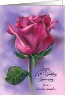 15th Wedding Anniversary Deep Pink Rose Personalized card