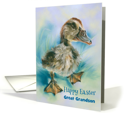 Great Grandson Easter Cute Duckling Taking a Stroll Custom card