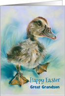 Great Grandson Easter Cute Duckling Taking a Stroll Custom card