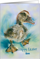 Son Easter Cute Duckling Taking a Stroll Custom card