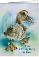 Birthday Party Invitation Cute Duckling Taking a Stroll Custom Name card
