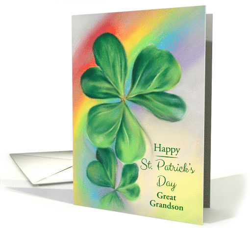 For Great Grandson Shamrock Rainbow St Patricks Day Custom card