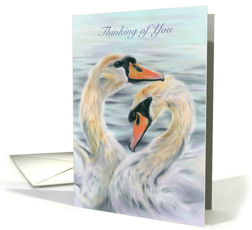 Thinking of You White Swans on Water Custom card (1895236)
