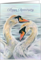 Happy Wedding Anniversary White Swans on Water card