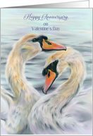 Valentines Day Wedding Anniversary White Swans on Water Custom card