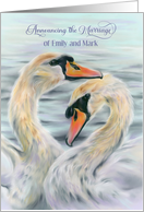 New Marriage Announcement Custom Names White Swans on Water card