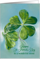 For Friend St Patricks Day Shamrocks on Blue Custom card