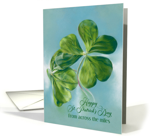 St Patricks Day from Across the Miles Shamrocks on Blue Custom card