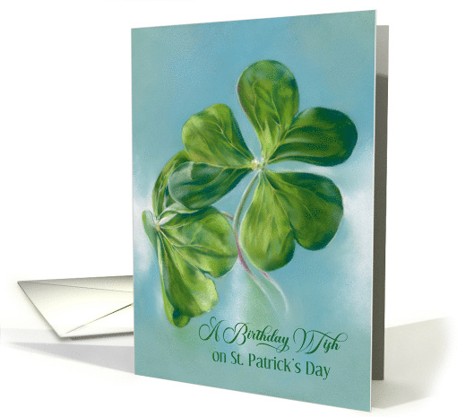 Birthday Wish on St Patricks Day Shamrocks on Blue Custom card