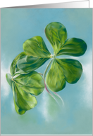 Any Occasion Shamrocks on Blue Pastel Art Blank card