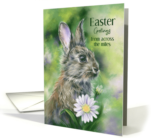 From Across the Miles Easter Brown Bunny with Daisies Custom card