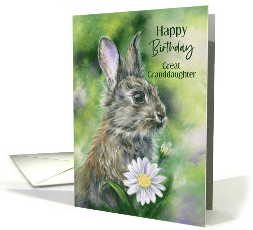 For Great Granddaughter Birthday Brown Bunny with Daisies Custom card