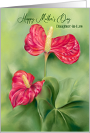 For Daughter in Law on Mothers Day Red Anthurium Flowers Custom card
